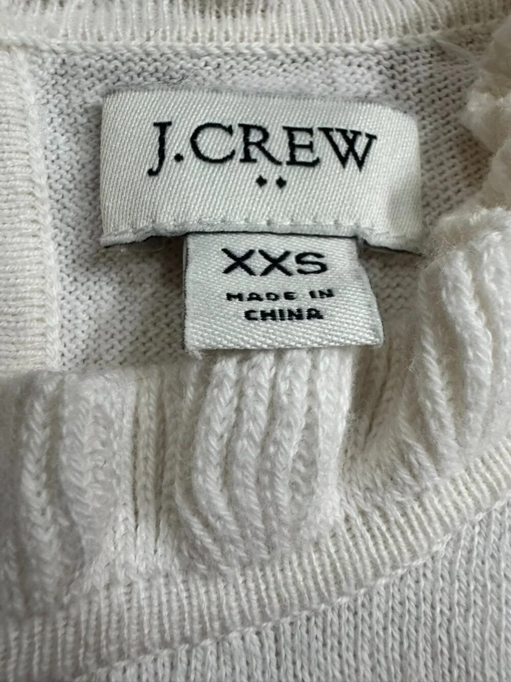 J.Crew XXS Cream Ruffle‑Neck Lightweight Cotton Sweater Button-Back